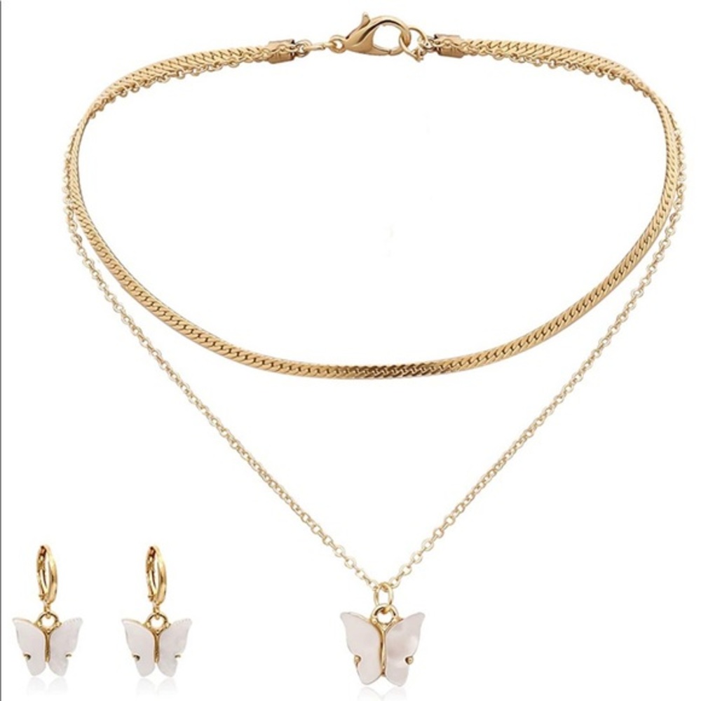 Necklace and earring set, butterfly - Picture 10 of 14